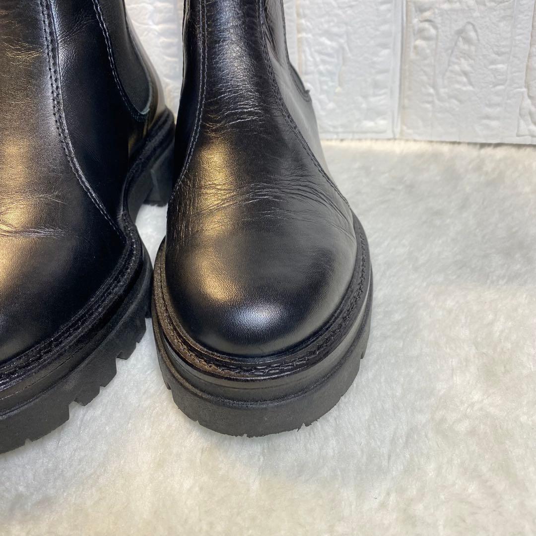 【美品】ENESS エネス サイドゴアブーツ 38 24cm ブラック 厚底