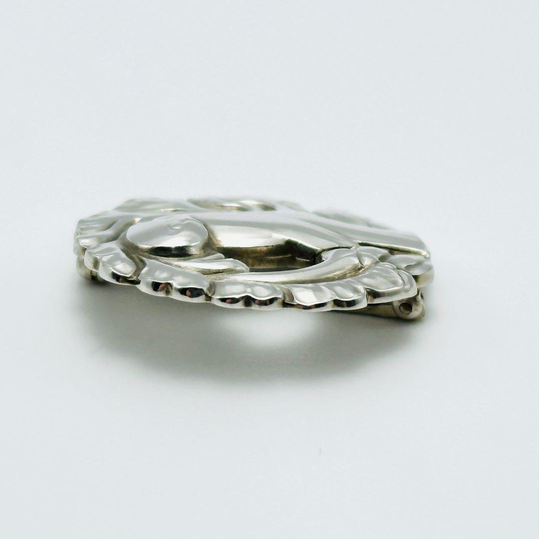   134 シルバーブローチ　バード　リーフ　925S