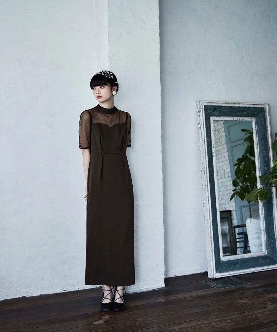 【訳あり】etoll. エトル　Iライン　ドレス　のみ　刺繍ペプラムビスチェなし