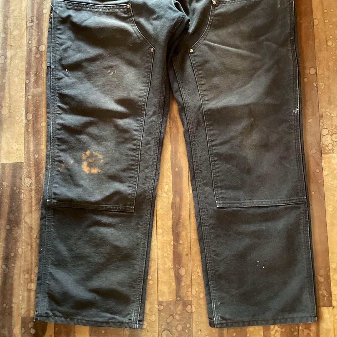 USA製 Carhartt B01-BLK ダブルニー 36×30 黒 フェード