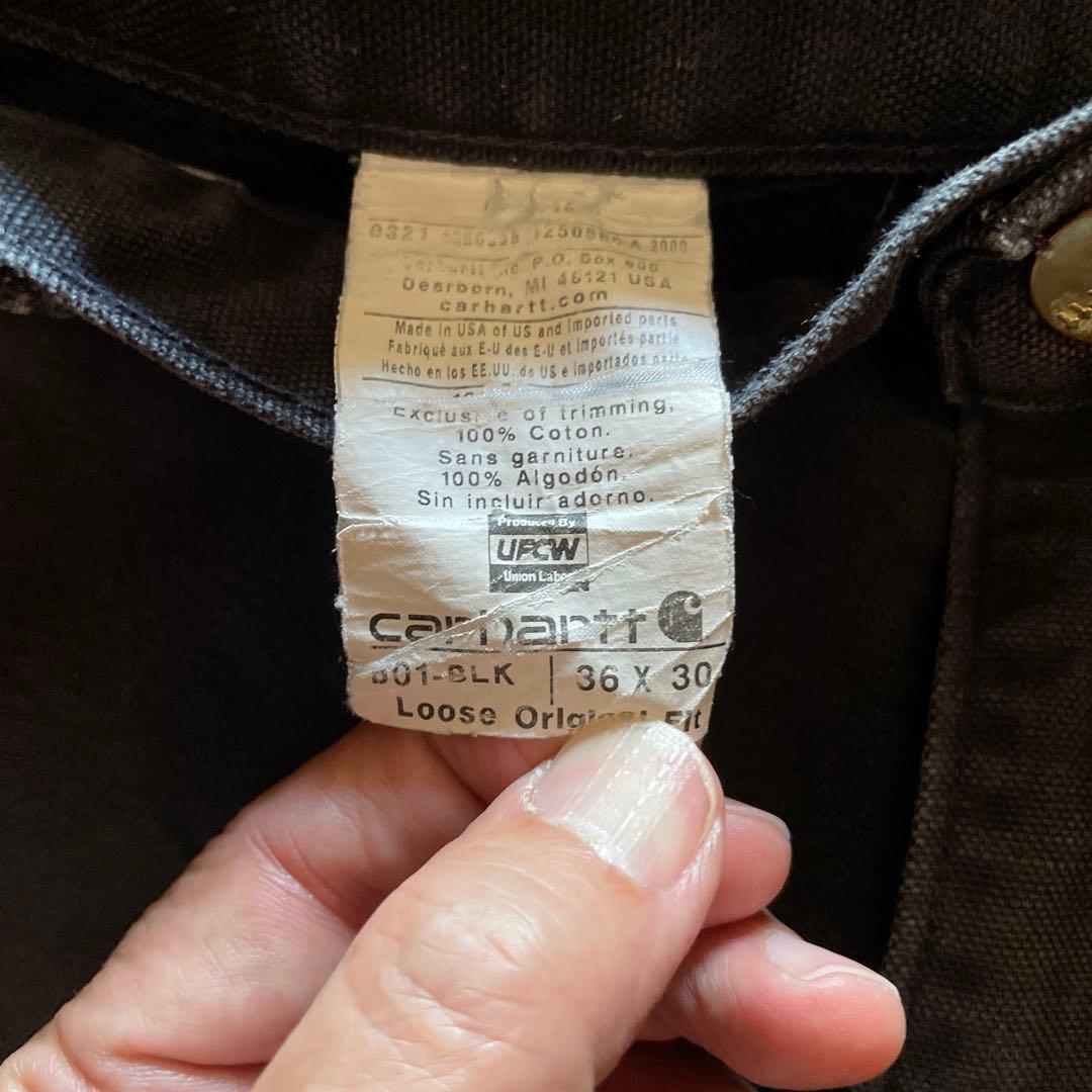 USA製 Carhartt B01-BLK ダブルニー 36×30 黒 フェード