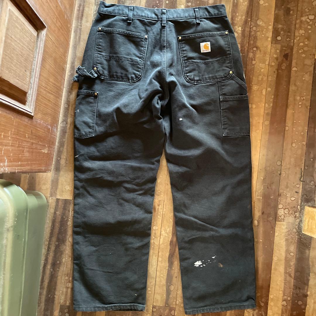 USA製 Carhartt B01-BLK ダブルニー 36×30 黒 フェード