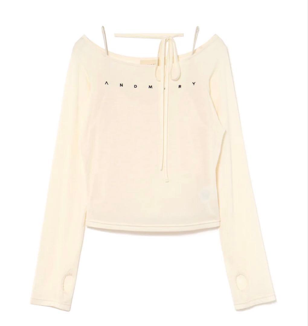 トップス andmary Mary sheer logo tops ivory