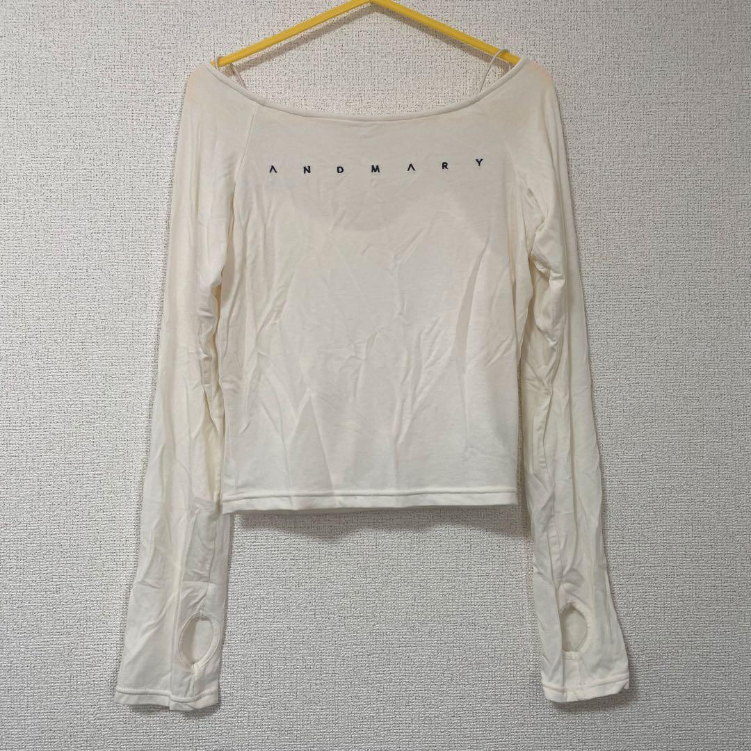 トップス andmary Mary sheer logo tops ivory