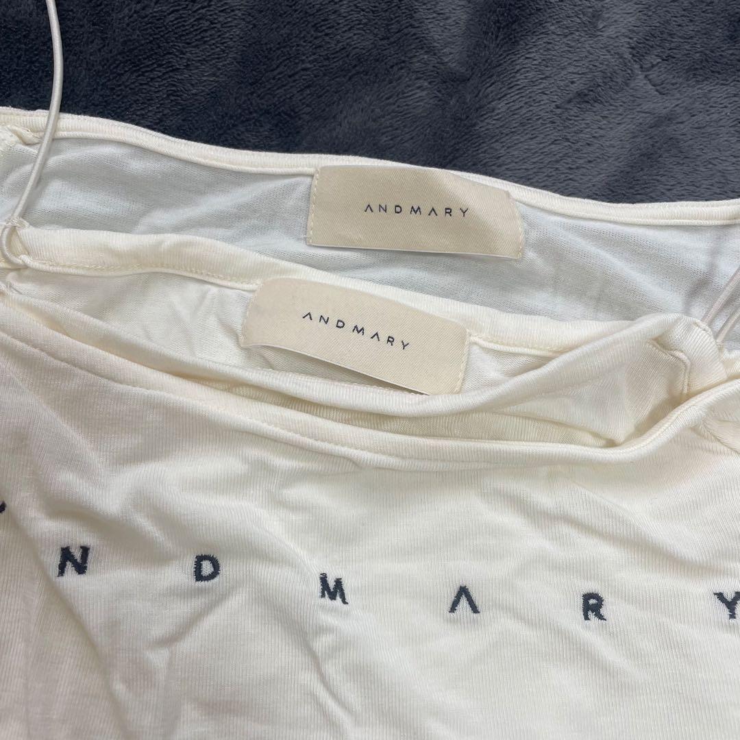 トップス andmary Mary sheer logo tops ivory