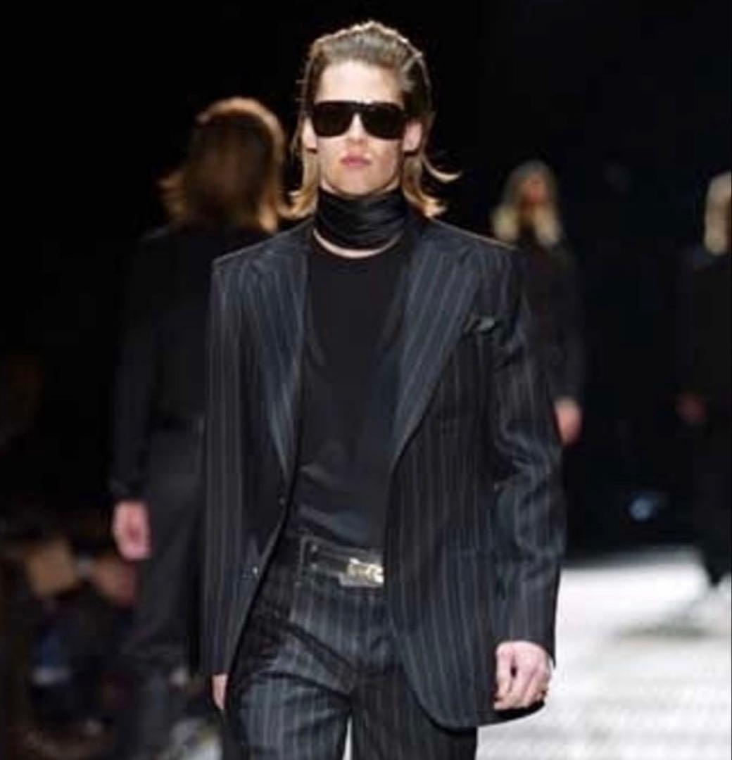 ジャケット・アウター GUCCI CHALK STRIPED SETUP BLACK 44R