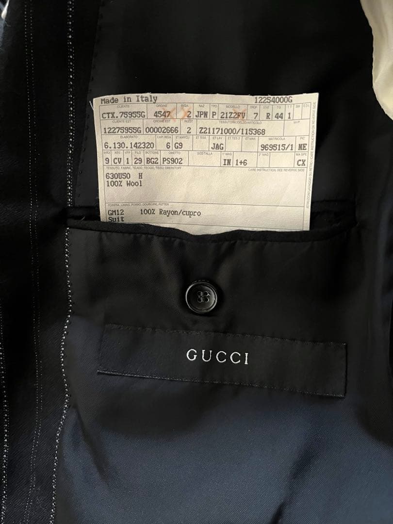 ジャケット・アウター GUCCI CHALK STRIPED SETUP BLACK 44R