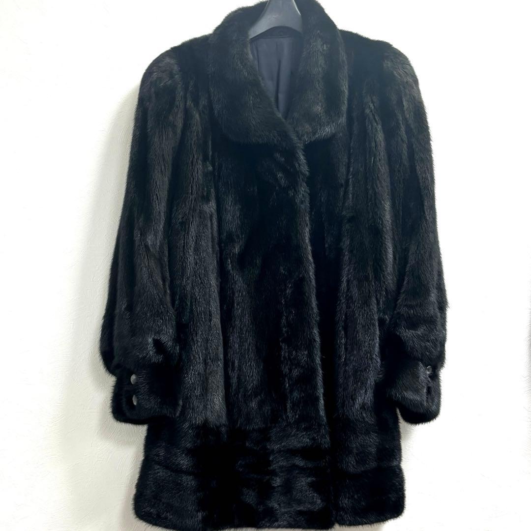 ★上質な肌触り★サガミンクロイヤル ファーコート ブラック