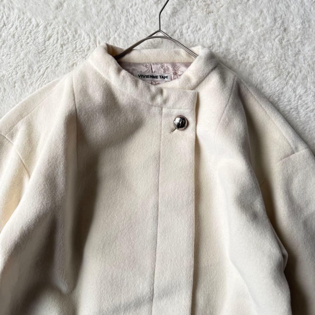 ヴィヴィアンタム ウール ロングコート アンゴラ混 0 ホワイト 美品 希少