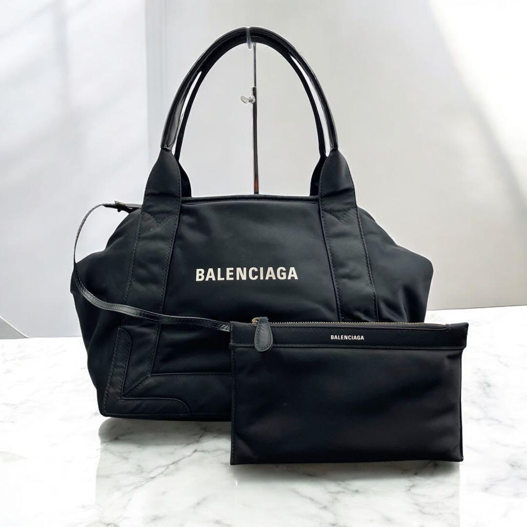 良品✨ バレンシアガ ネイビーカバスS ハンドバッグ ナイロン ブラック