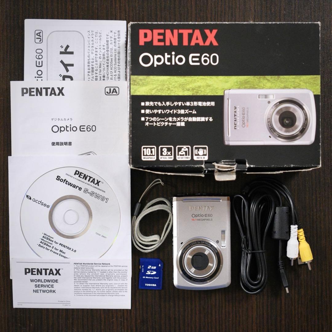 極美品 動作品 平成レトロ Y2K PENTAX Optio E60 箱付き