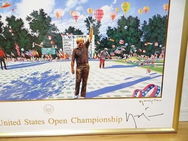 美品 ヒロ・ヤマガタ USオープン 印刷ポスター 直筆サイン入り ゴルフ