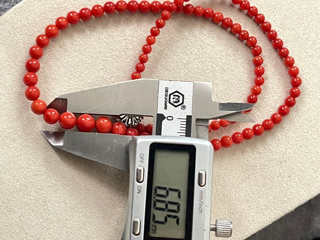 珊瑚サンゴネックレス6.9mm、重约14g