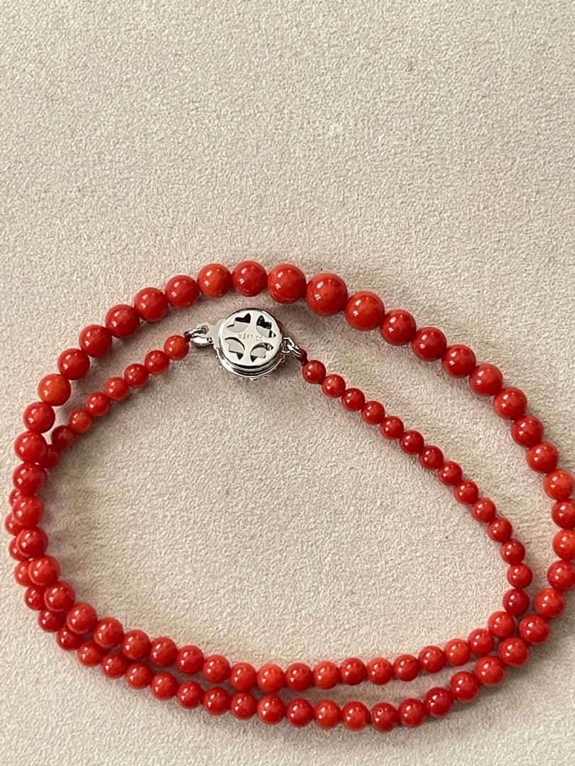 珊瑚サンゴネックレス6.9mm、重约14g