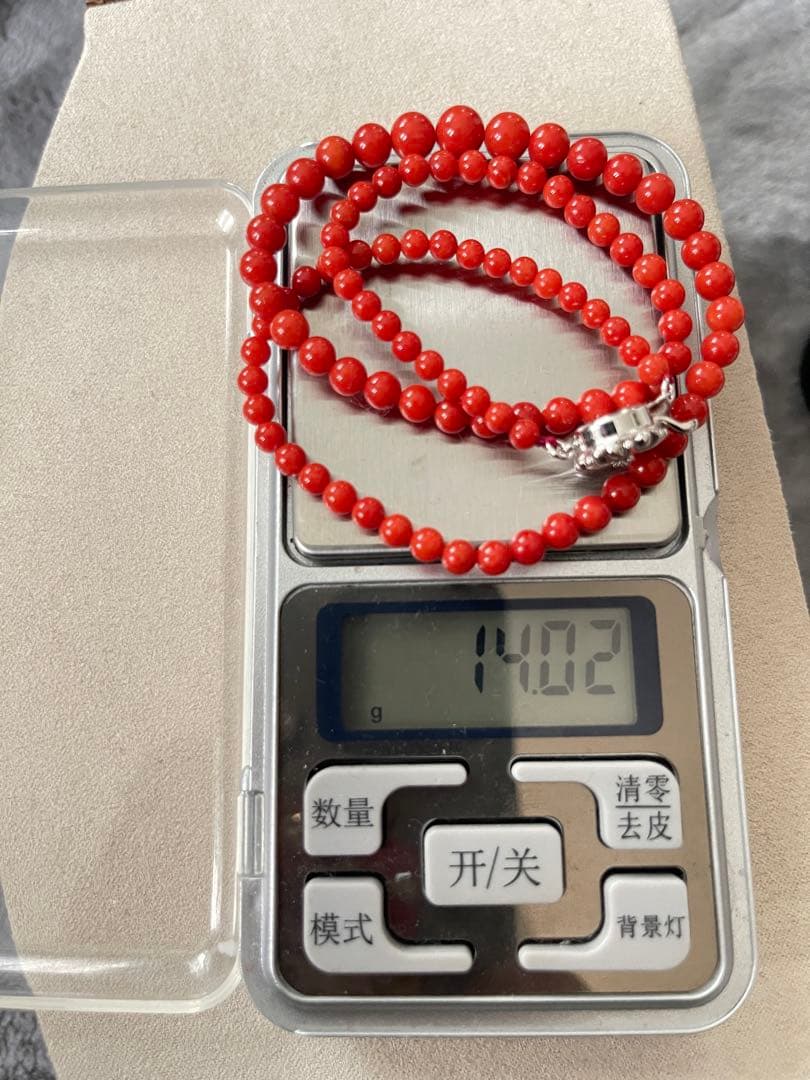 珊瑚サンゴネックレス6.9mm、重约14g