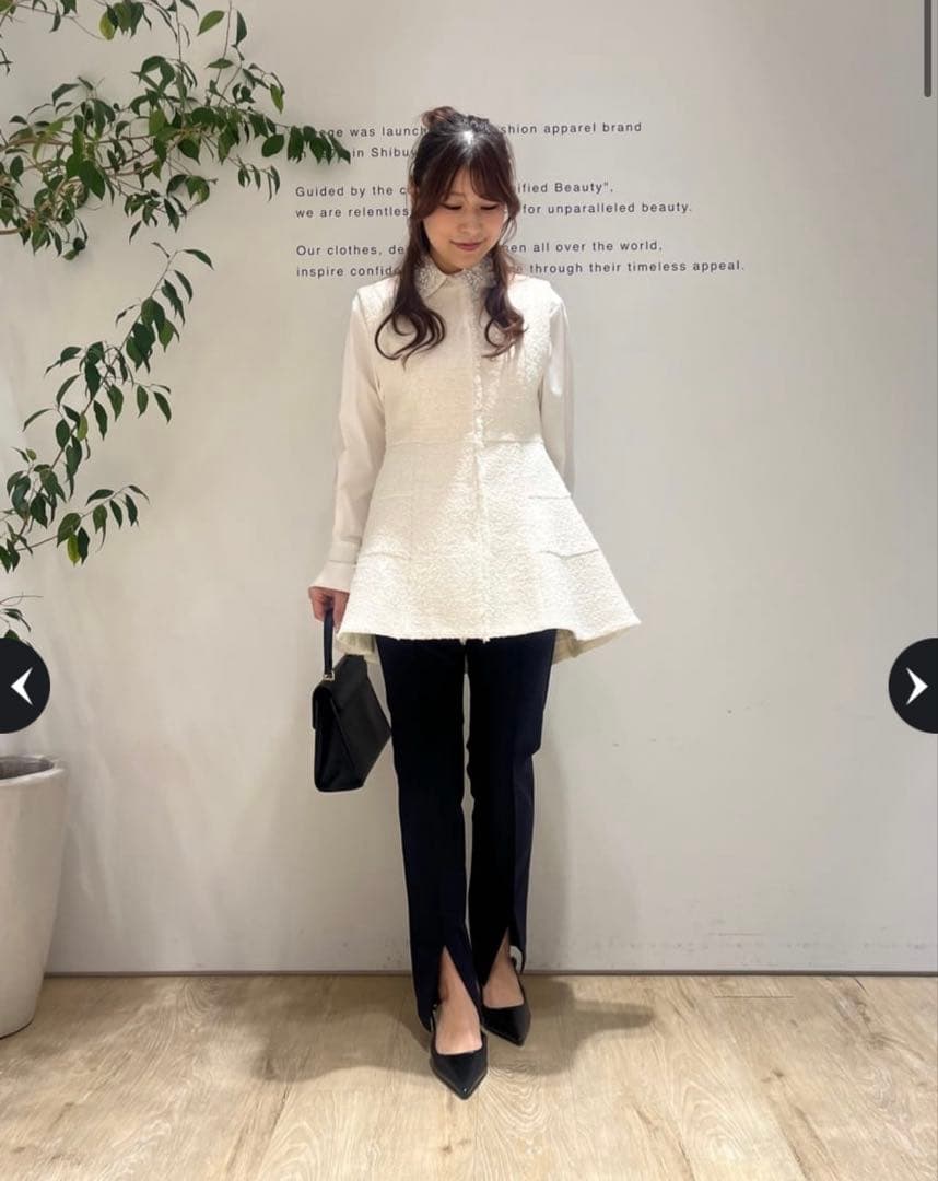 ゆべしArpege storyツイードフレアジレ ホワイト 1アルページュ