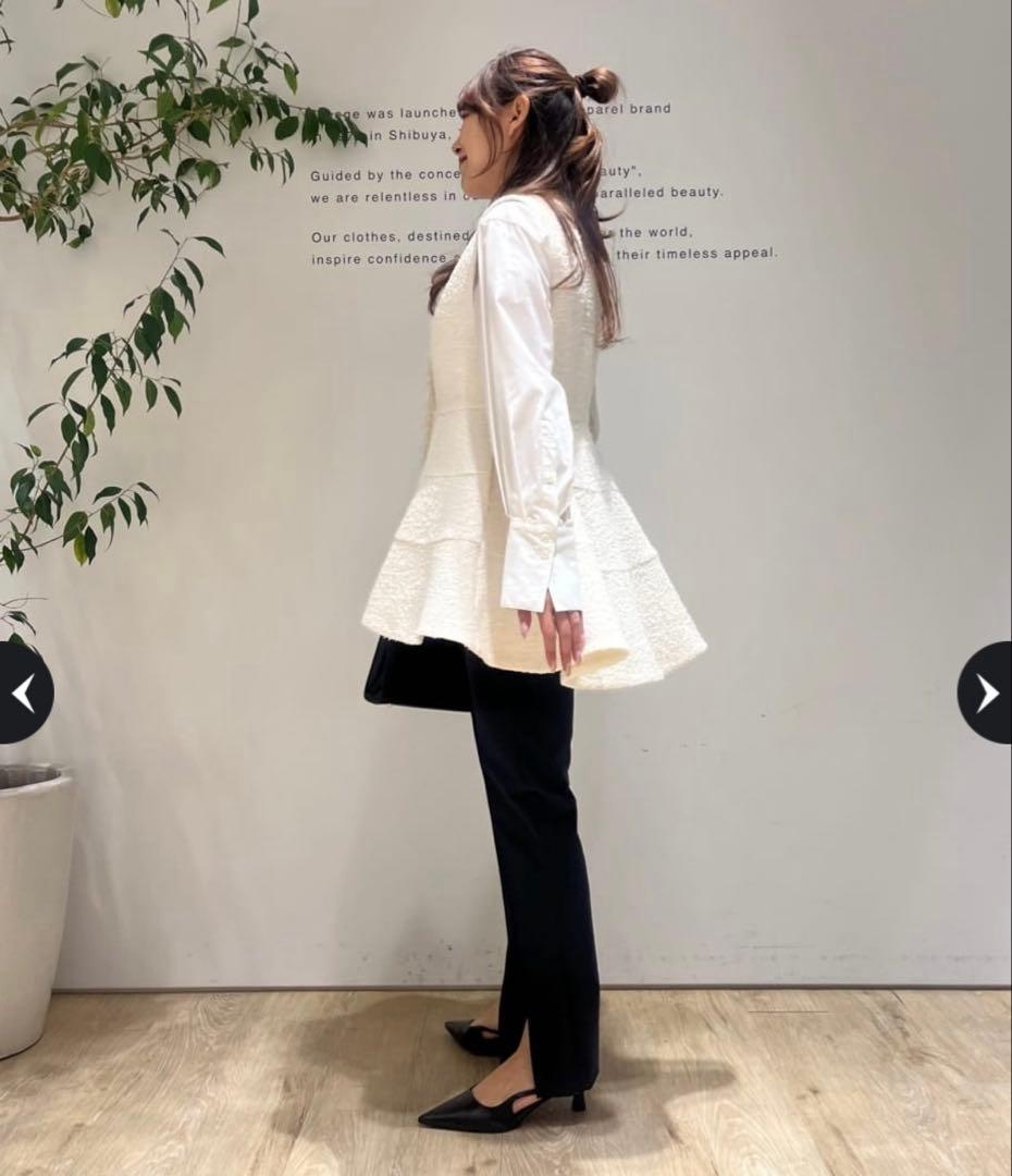 ゆべしArpege storyツイードフレアジレ ホワイト 1アルページュ