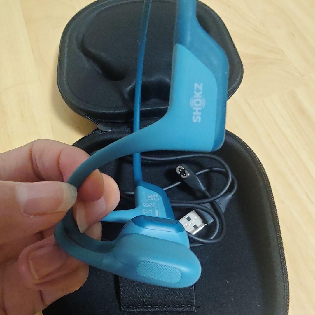 极美品 Shokz s810pro 骨伝導イヤホン 青 収納ケース付き