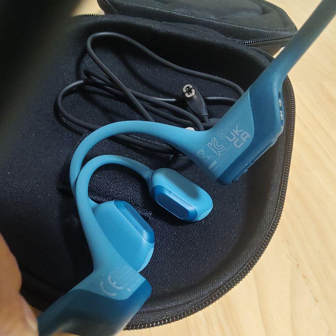 极美品 Shokz s810pro 骨伝導イヤホン 青 収納ケース付き
