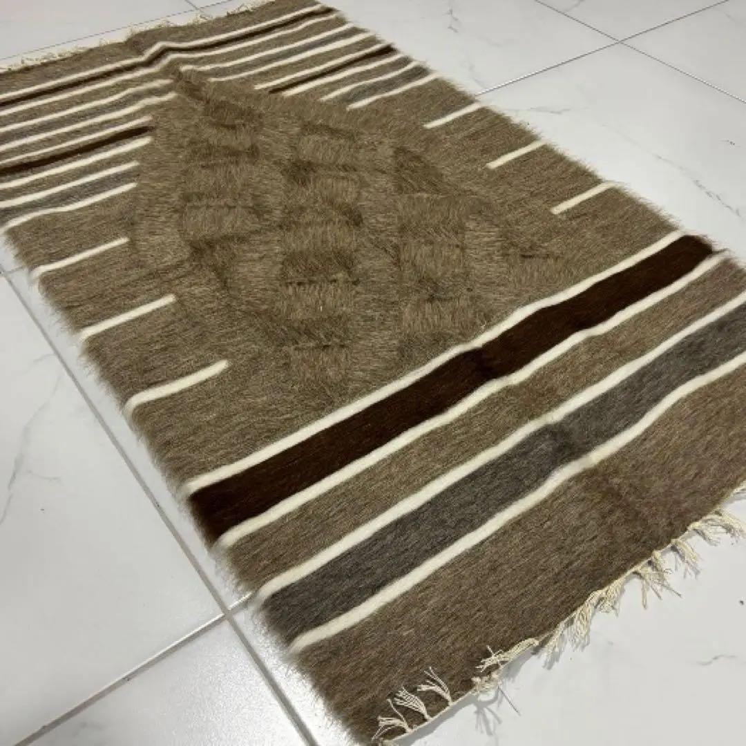 新品　80 x 130　ライトブラウン　ヤギの毛バッターニエ