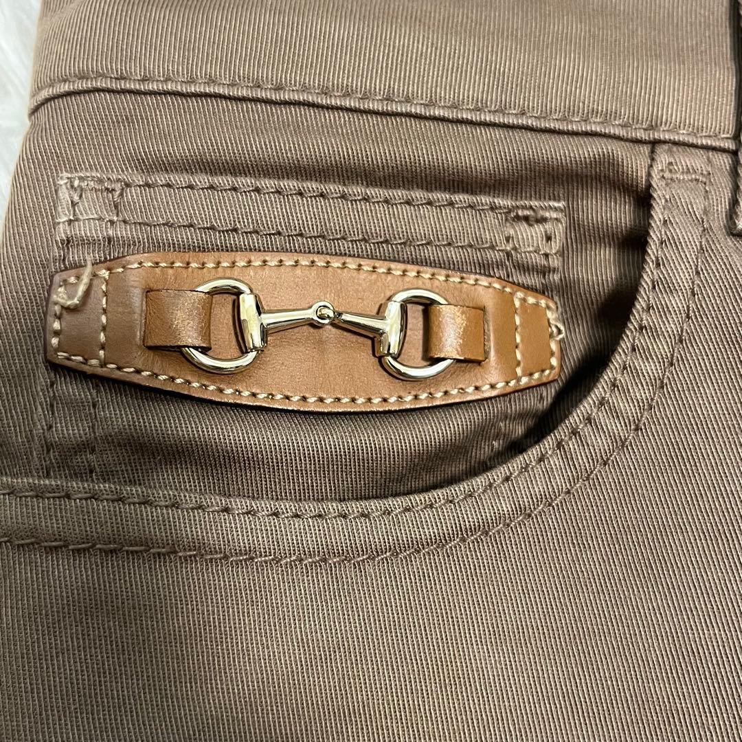 希少美品　GUCCI チノパン　ホースビット　レザーパッチ　金ボタン　ベージュ