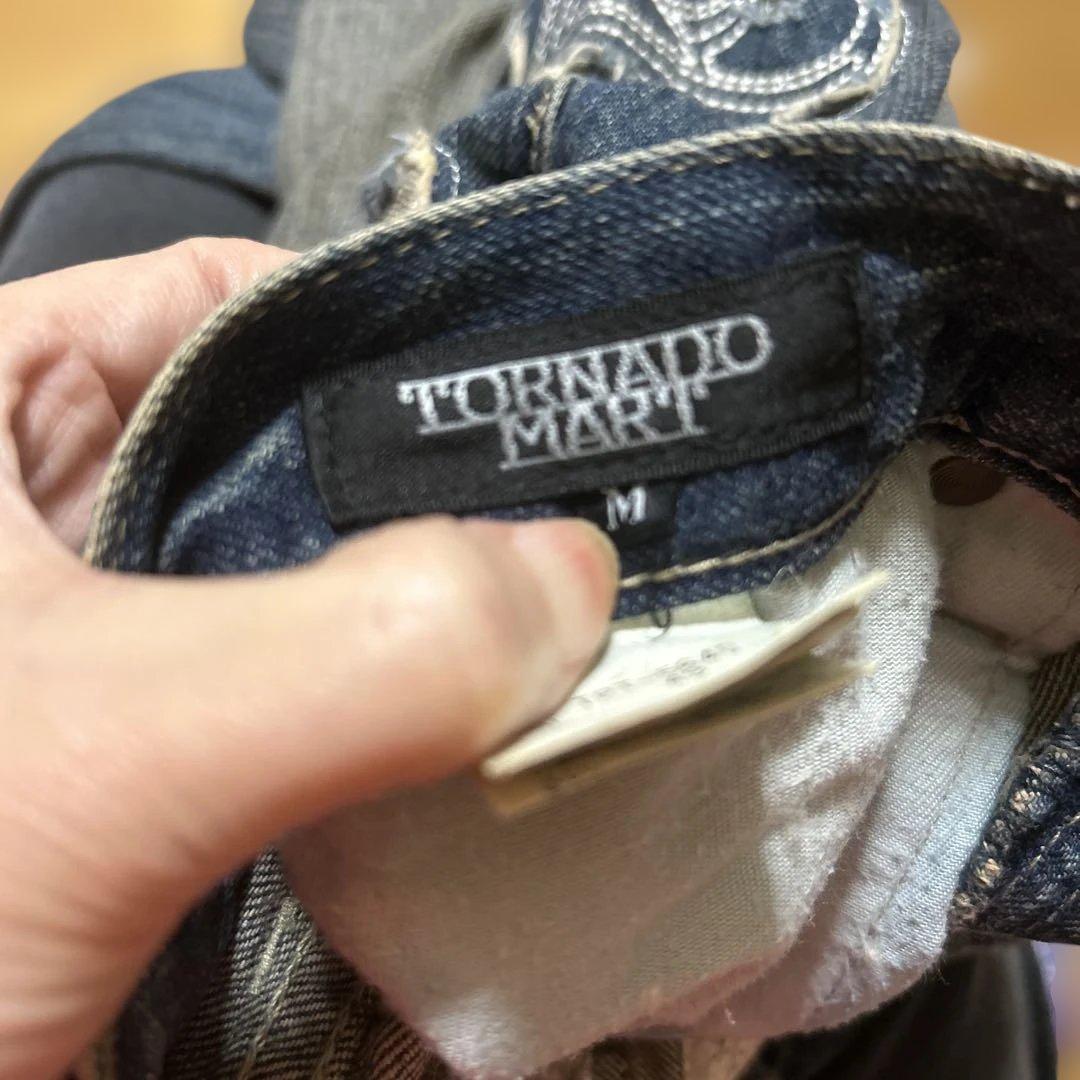 刺繍入りダークブルーブーツカットデニム　ヴィンテージ美品