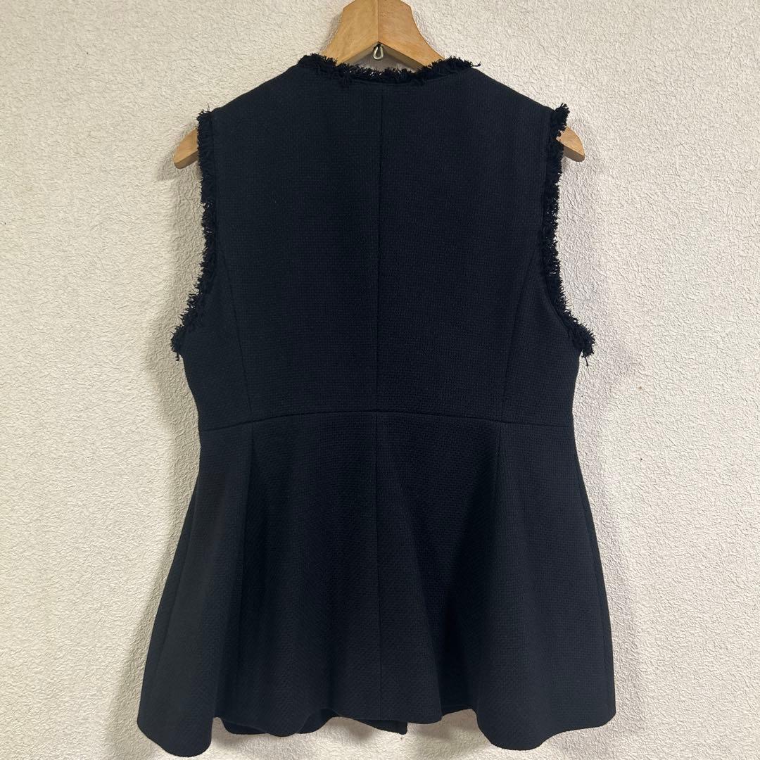 green label relaxing バスケット ペプラム ジレ ネイビー