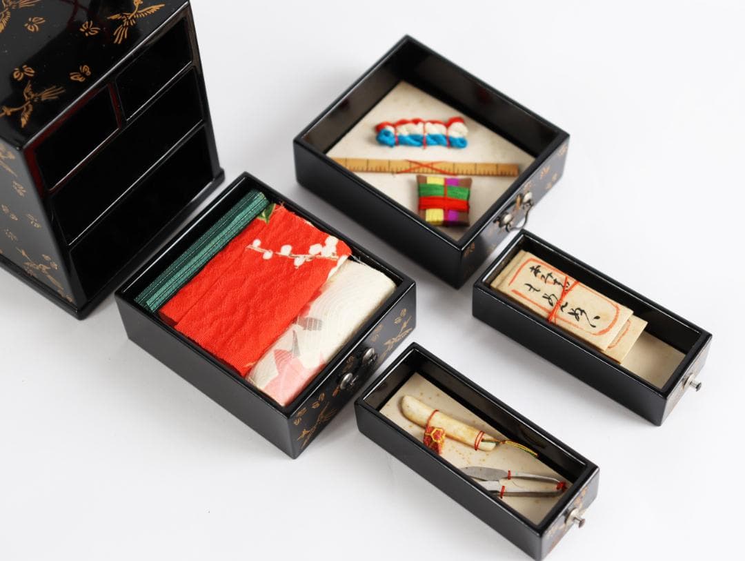 雛道具 京人形 田中彌 蝶鳥蒔絵 鏡台 針箱 京都 田中弥 共箱