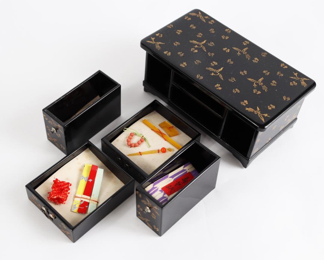 雛道具 京人形 田中彌 蝶鳥蒔絵 鏡台 針箱 京都 田中弥 共箱