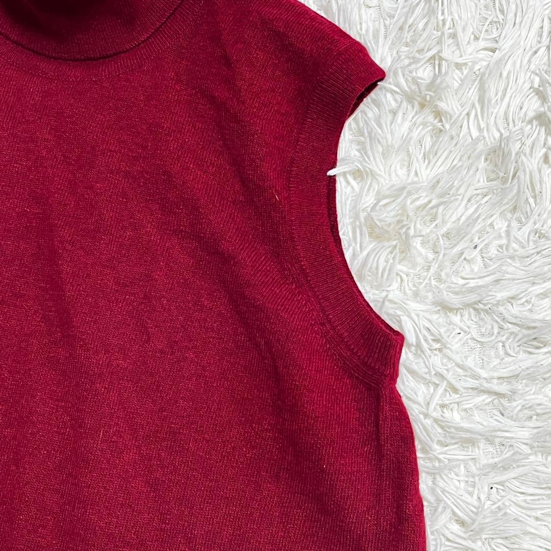 HERMÈS ワインレッド タートルネックニットベストカシミア100%