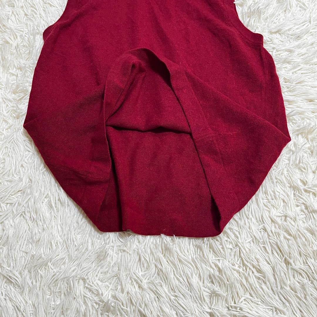 HERMÈS ワインレッド タートルネックニットベストカシミア100%