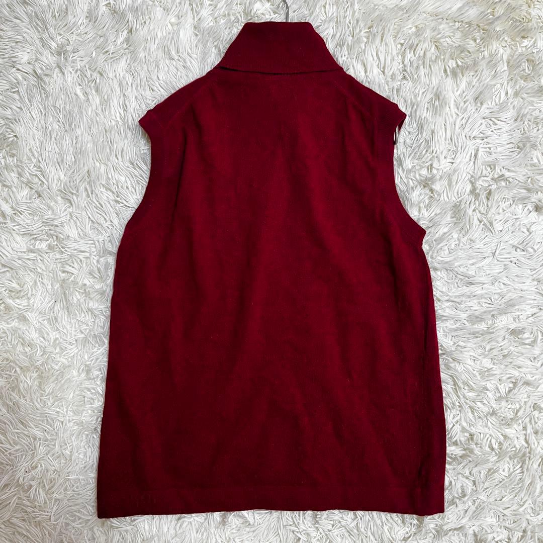 HERMÈS ワインレッド タートルネックニットベストカシミア100%