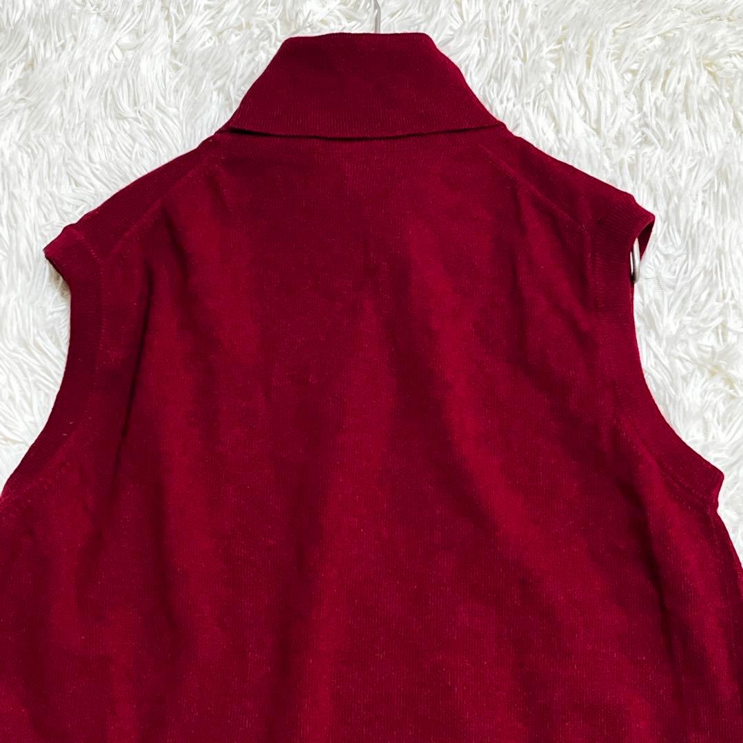 HERMÈS ワインレッド タートルネックニットベストカシミア100%