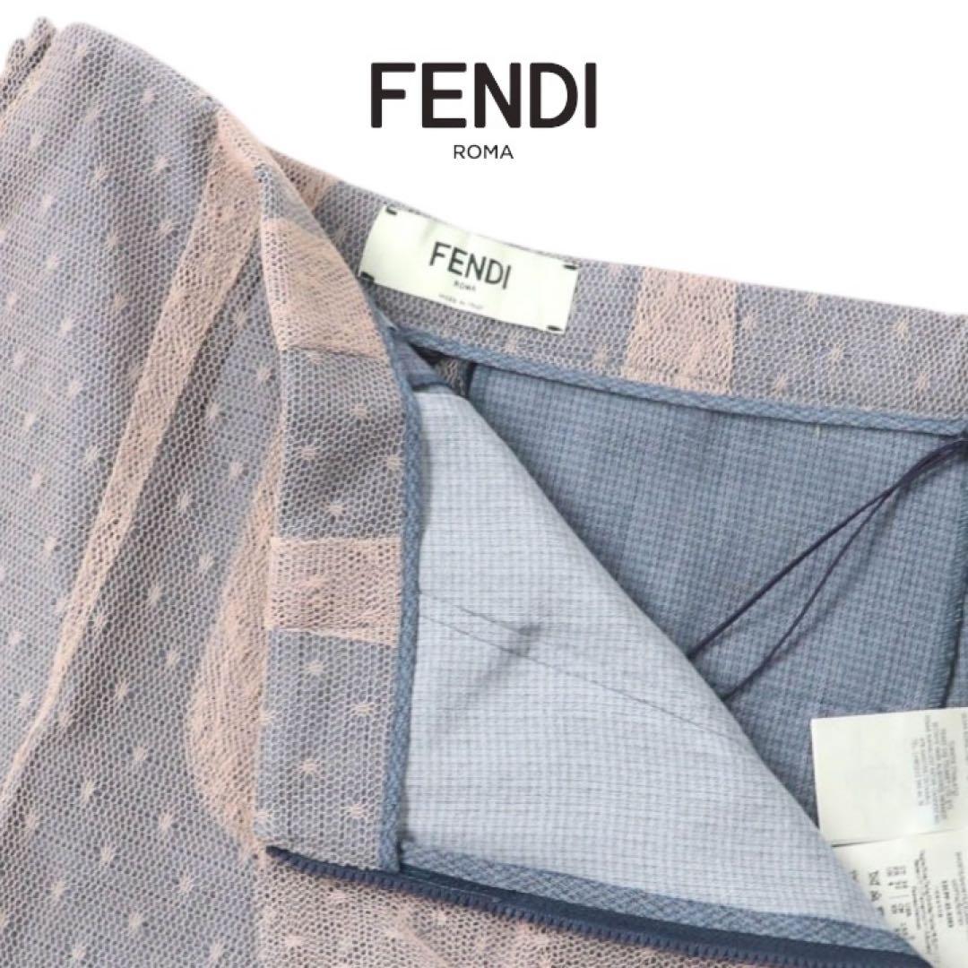 【美品】FENDIフェンディ22SSチュールドット サイドZIP ショートパンツ