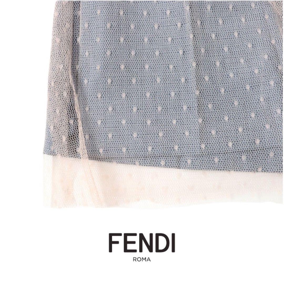 【美品】FENDIフェンディ22SSチュールドット サイドZIP ショートパンツ