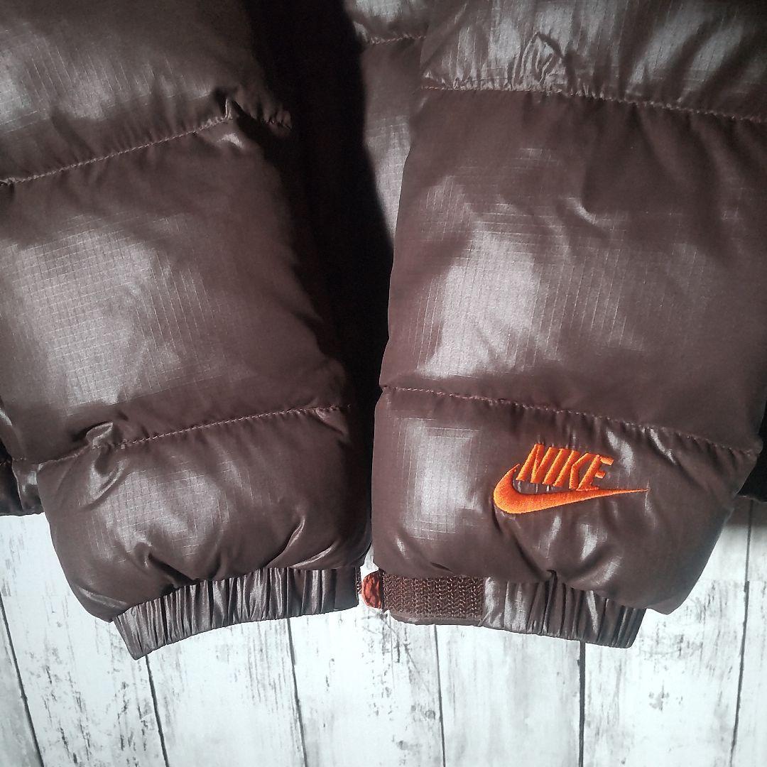 【人気色】　ナイキ　ダウンジャケット　バイカラー　ブラウン　オレンジ　M　古着