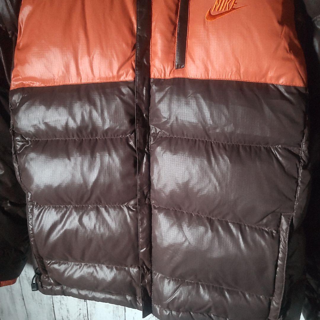 【人気色】　ナイキ　ダウンジャケット　バイカラー　ブラウン　オレンジ　M　古着