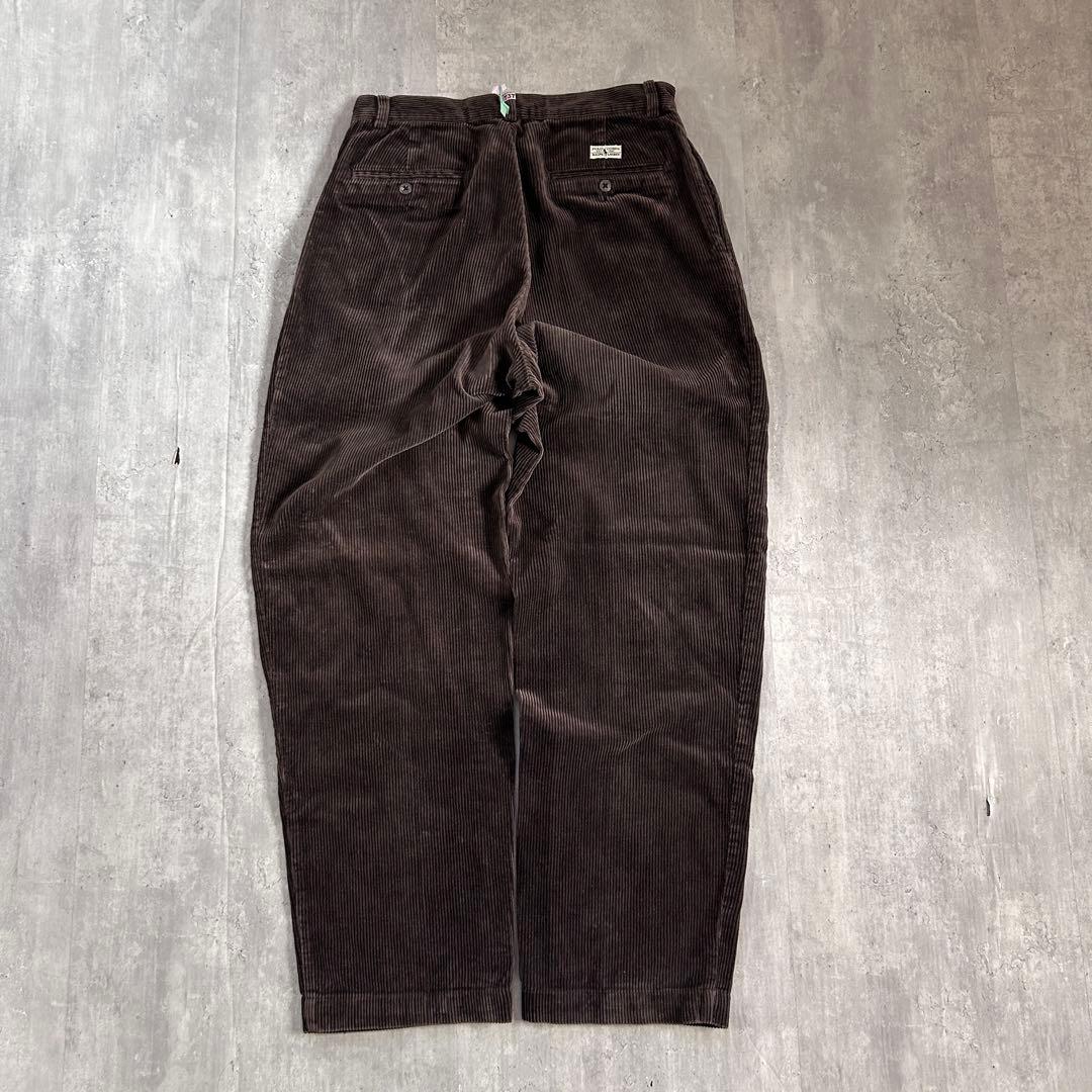 C26 ポロラルフローレン 太畝コーデュロイ 2タック ダークブラウン W30