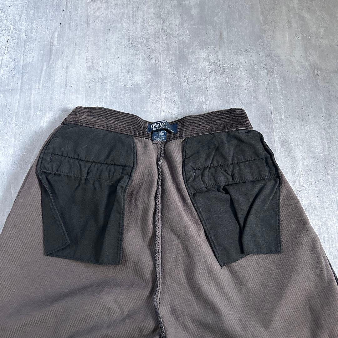 C26 ポロラルフローレン 太畝コーデュロイ 2タック ダークブラウン W30