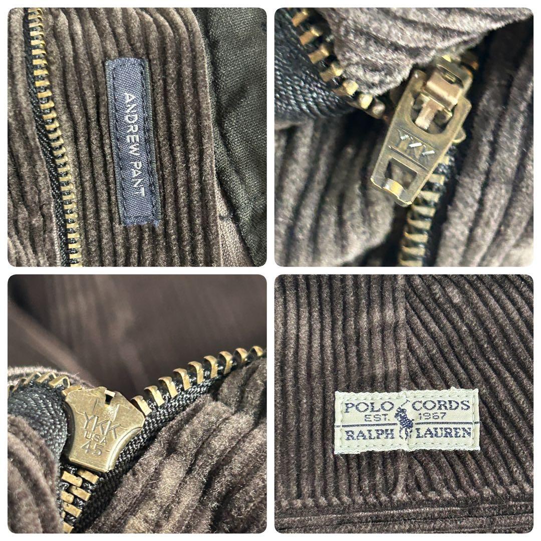 C26 ポロラルフローレン 太畝コーデュロイ 2タック ダークブラウン W30