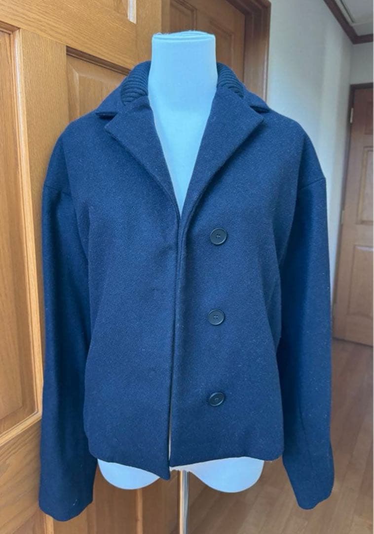 MM6 ウールコート 毛コート ダークブルー 38