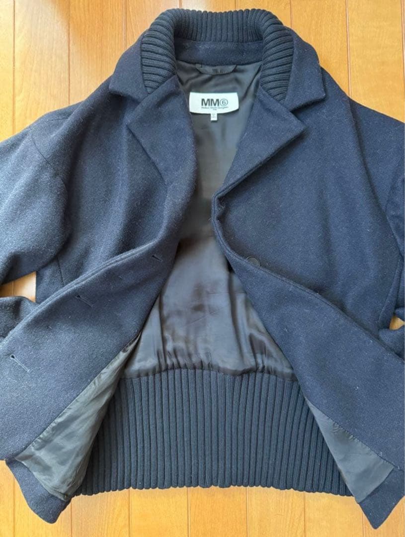 MM6 ウールコート 毛コート ダークブルー 38