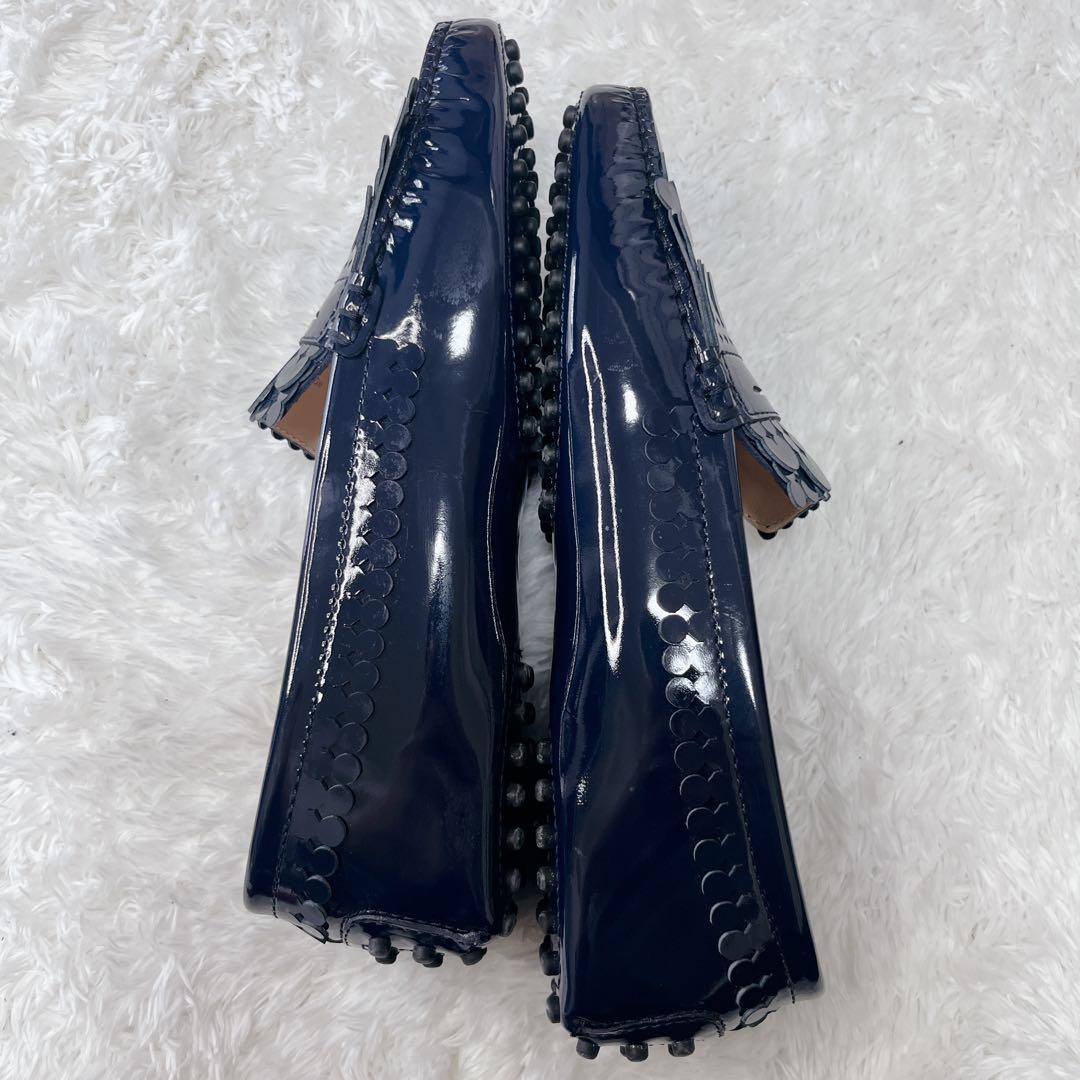 【極美品】TOD'S サイクルレースキルト付 エナメルローファー ネイビー 23