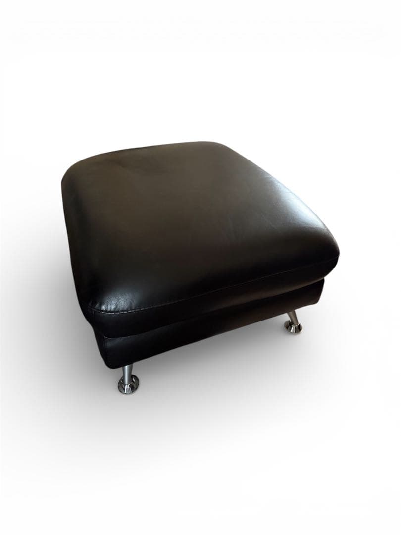 送料込み オットマン レザーワールド IDC 黒 レザー