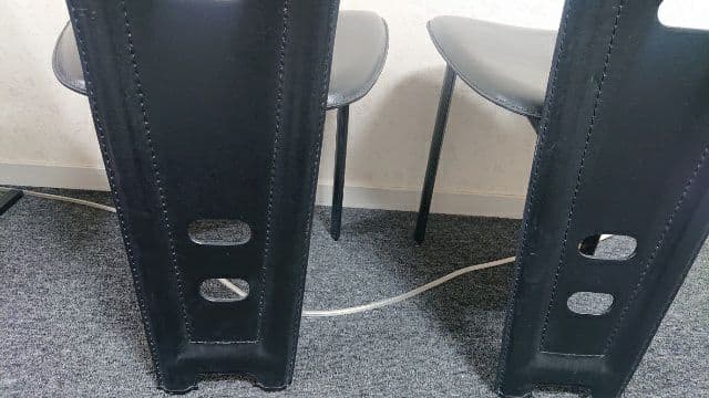 高級 廃盤 IDC 大塚家具 ハイバック ダイニングチェア 本革 食卓椅子 2脚