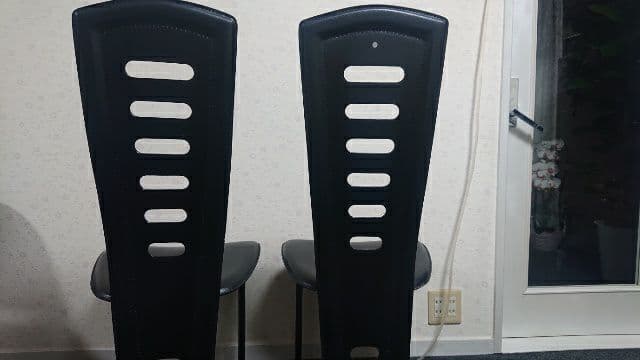 高級 廃盤 IDC 大塚家具 ハイバック ダイニングチェア 本革 食卓椅子 2脚