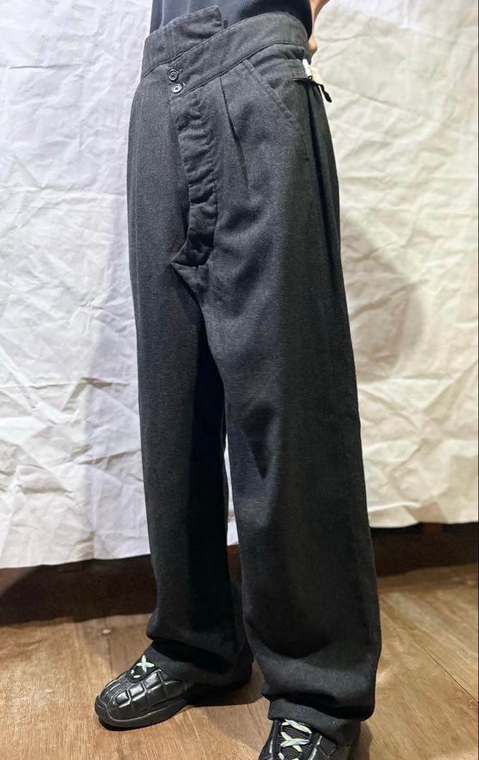 希少 ray&guy 2タック ワイドスラックス ウール サイドアジャスター