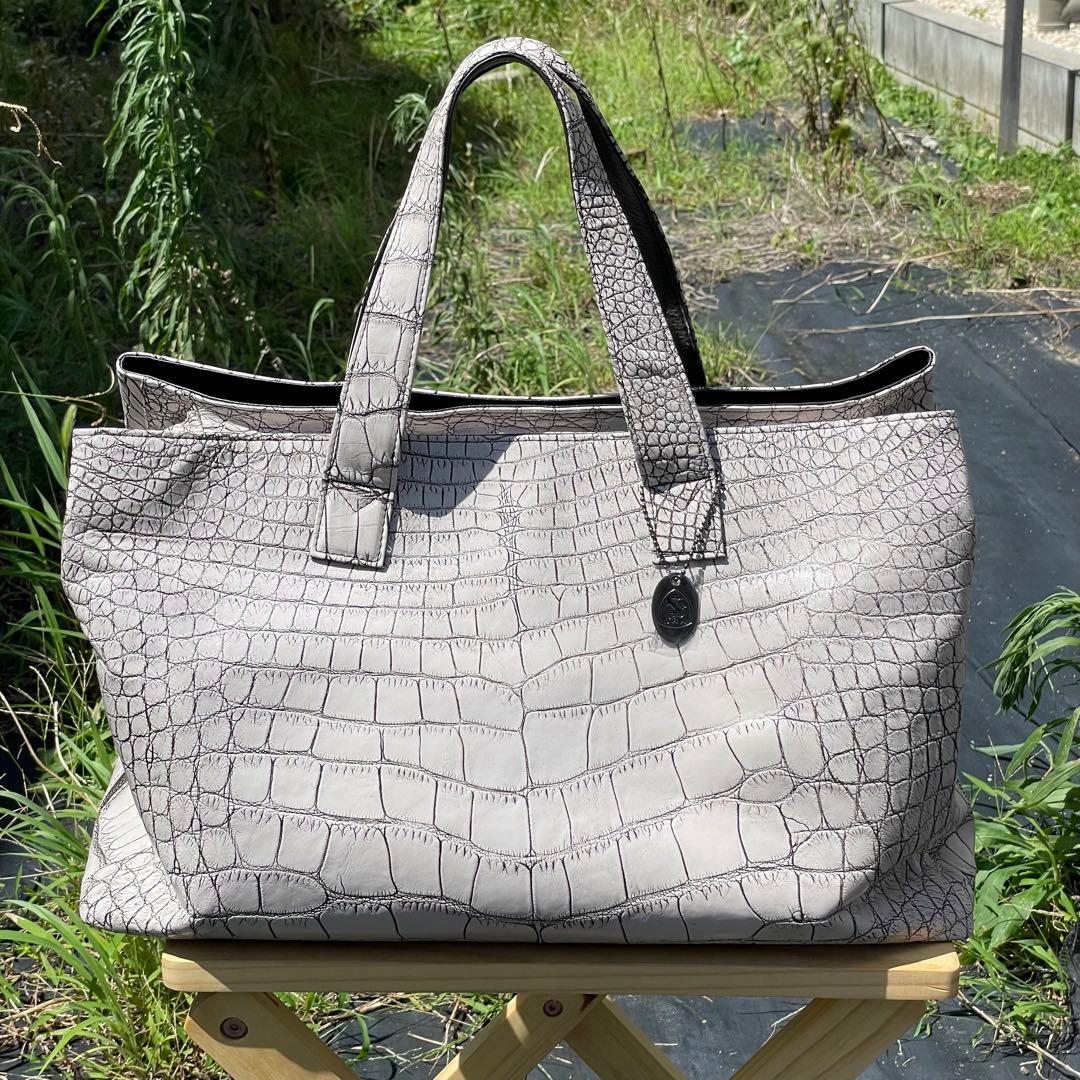キャン様　希少！JRA認定　目地染めアリゲーター　特大トラベルボストンバッグ
