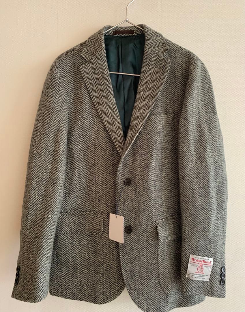 新品未使用Harris Tweed ヘリンボーンジャケット グレー