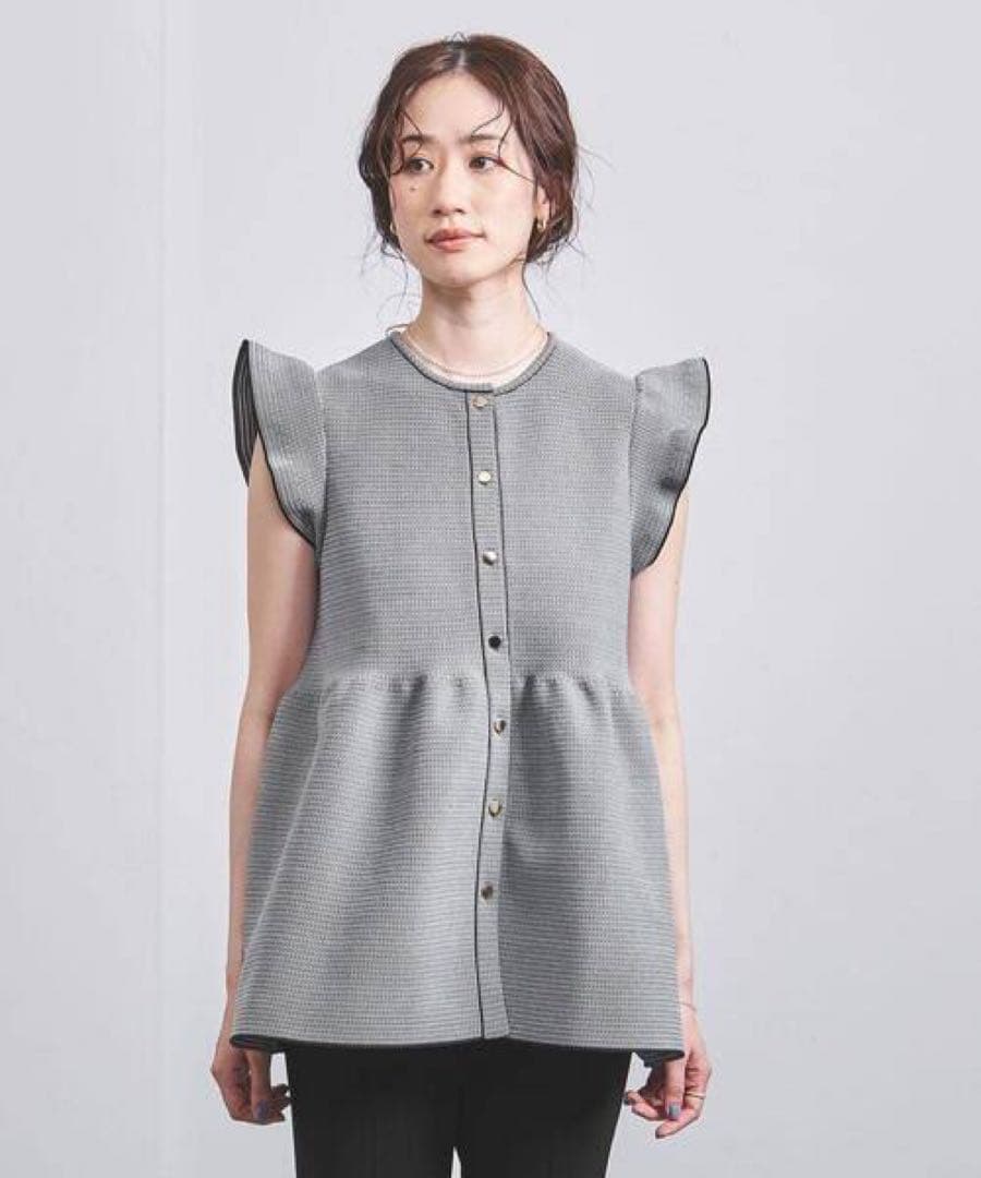 UNITED ARROWS ペプラム フリルスリーブ ジャカード ニットベスト